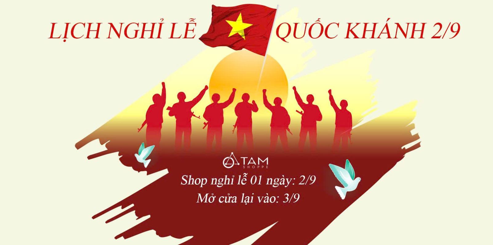 TÂM SHOPPE THÔNG BÁO LỊCH NGHỈ LỄ 2 THÁNG 9