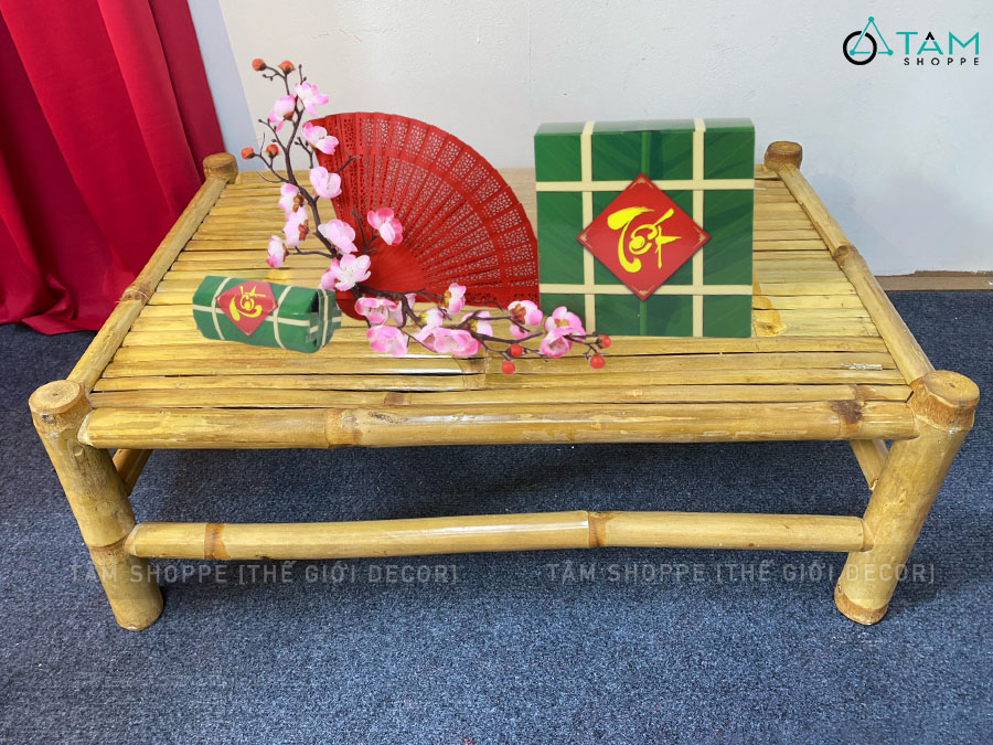 Bàn tre ngồi bệt kiểu Nhật hàng đẹp sơn keo loại 01 BANGHE-02