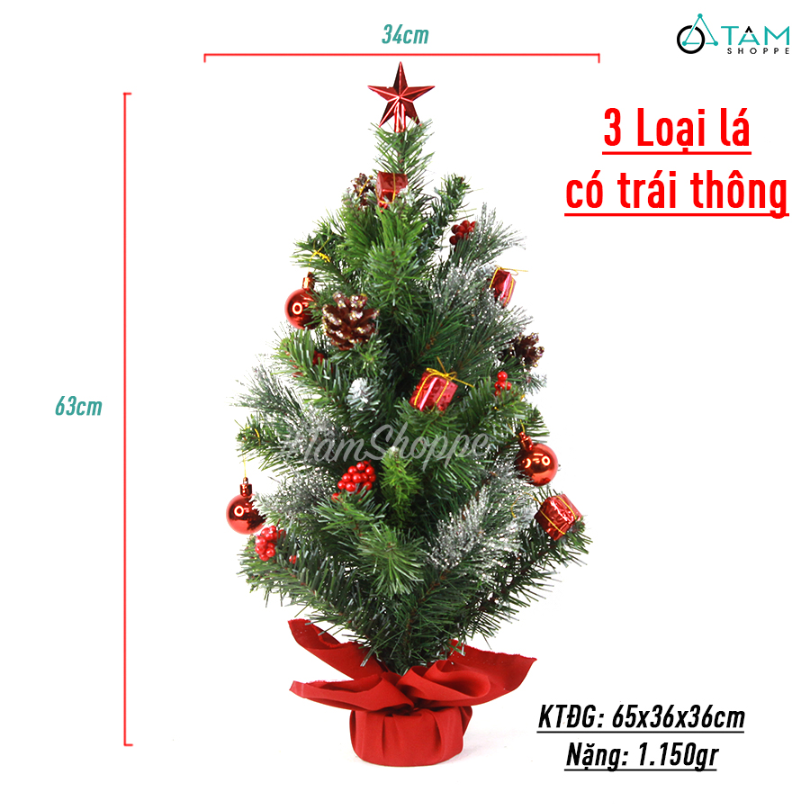 Cây thông Noel nhỏ để bàn lá xanh cao 60cm X-TREE-04